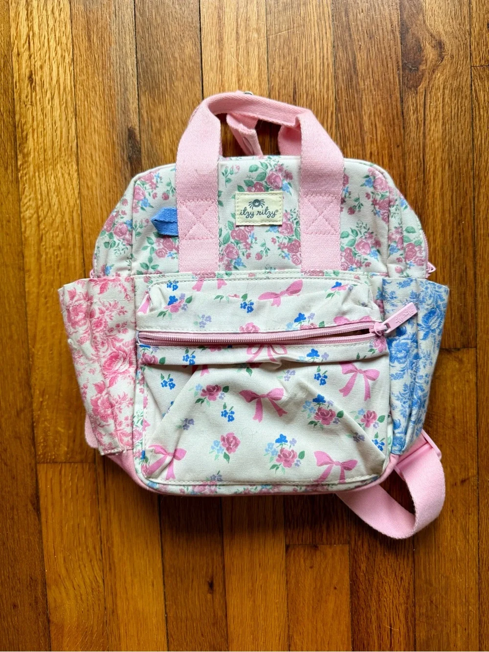 Itzy Ritzy Toddler Backpack Ribbons & Roses Pink Floral Bow - Girls